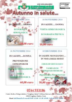 Autunno in Salute: prevenzione e check up